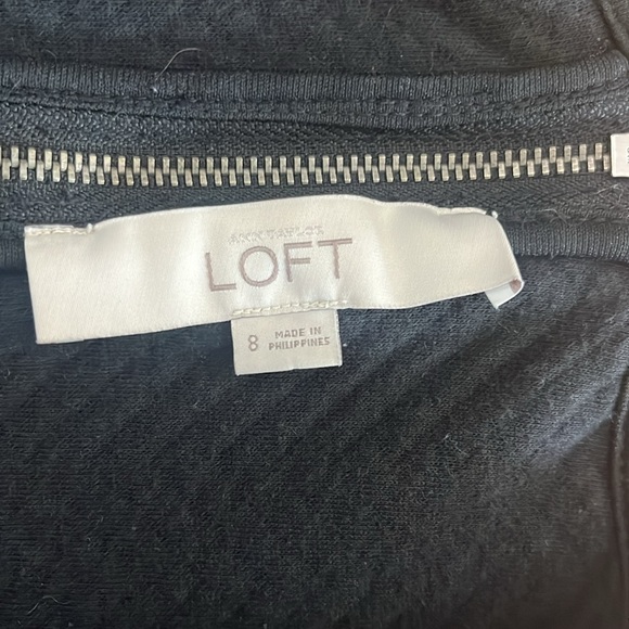 Loft Black Fit & Flare Cotton Knit Dress, Short Sleeves, Zipper Back, Size 8 - Picture 12 of 14